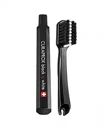 Дорожній набір для догляду за ротовою порожниною Curaprox Travel Set Black is White: Розкладна щітка CS5460 Ultra Soft + Зубна паста з активованим вугіллям Black is White 10 мл + Йоржики + Тревел-кейс - мініатюра 2