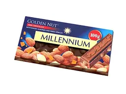 Шоколад MILLENNIUM 100г Gold молочний з цілим мигдалем та курагою