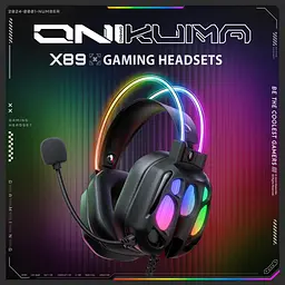 Навушники Onikuma геймерські з мікрофоном для ПК PS4 PS5 Xbox ігрова провідна гарнітура з RGB підсвіткою та шумоподавленням - мініатюра 2