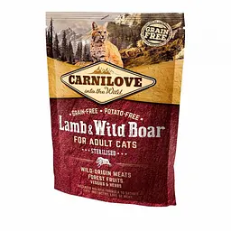 Сухий корм Carnilove Cat Lamb & WildBoar Sterilised 0.4 кг з ягнятком та м'ясом кабана для стерилізованих кішок - мініатюра 2