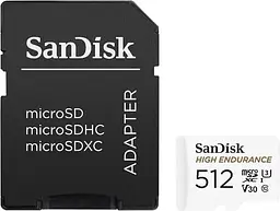Карта пам'яті microSDXC (UHS-1 U3) SanDisk High Endurance 512Gb class 10 V30 (100Mb/s) (adapterSD) - мініатюра 2
