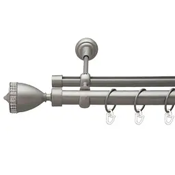 Карниз Orvit Етернія металевий дворядний опозитний гладка \ профільна труба кільце металеве Сатин 25\19 мм 160 см (6452722)