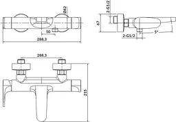 Змішувач для ванни Cersanit Inverto хром + чорна ручка S951-312, Хром - мініатюра 5
