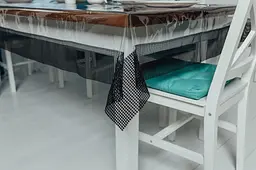Скатертина силіконова з чорною стразовою стрічкою 330х150 см - мініатюра 5