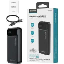 Павербанк Choetech Black 20 000 mAh / 22.5 Вт (B729-ACBK) - мініатюра 3