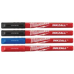 Набір маркерів INKZALL Fine Tip MILWAUKEE, надтонких (синій/ червоний/ чорний/ чорний), (4шт)