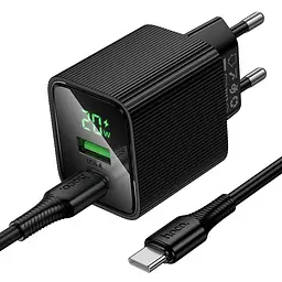 Мережевний зарядний пристрій Hoco CS83A Excellent with digital display PD20W+QC3.0 1USB-A/1C + кабель Type-C to Type-C Black - мініатюра 4