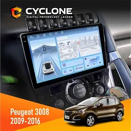 Штатна магнітола Peugeot (3008) 2009-2016 Climate Cyclone C9-012 4x64, DSP, 4G Cyclone (НФ-00007986)