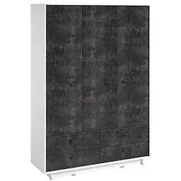 Шафа Moreli Kuba FK-0006 з ящиками полицями та штангою для одягу 1500х2100х500 мм Білий/Бетон Темний