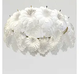 Золота світлодіодна люстра-квітка Artlight 7066-550GD з матовим рельєфним скляним листям 93W. - мініатюра 6