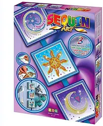 Набір для творчості Seasons Космос, Сонце, Місяць і зірки 3шт, 16*16см Sequin Art det0017603 - мініатюра 2