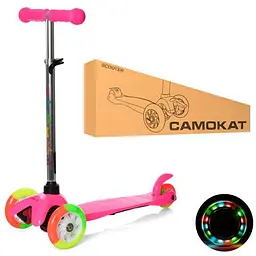 Дитячий самокат iTrike 29х11х60-69 см Рожевий 000222732 - мініатюра 2