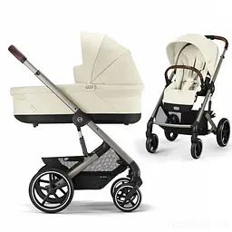 Коляска Cybex Balios 3 в 1 Seashell Beige автокрісло Cloud T i-Size Plus Platinum White + адаптори - мініатюра 2