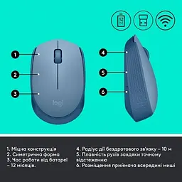Миша Logitech M171 Wireless Mouse Blue Grey (6857589) - мініатюра 8