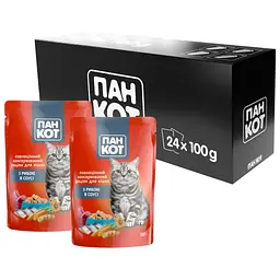 Вологий корм для кішок Пан Кот риба в соусі 100 г (4820111141043) - мініатюра 3
