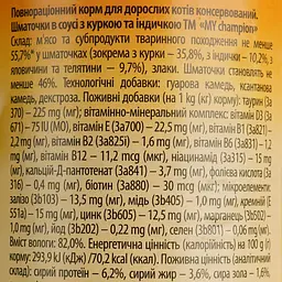 Вологий корм для котів MY champion шматочки з куркою та індичкою 415 г - мініатюра 4