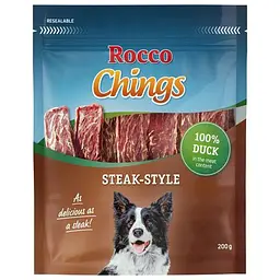 Ласощі для собак Rocco Chings Steak-Style філе качки смужками 200 г 006850 ЦІНА ЗА 1 КГ