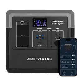2E Портативна електростанція Syayvo 2400 Вт, 2560 Вт/год, WiFi/BT, паралельне підключення, швидка зарядка - мініатюра 7