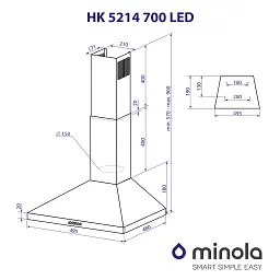 Витяжка купольна Minola HK 5214 I 700 LED - мініатюра 11