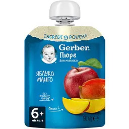 Пюре Gerber Pouch Яблуко і манго 720 г (8 шт. по 90 г) - мініатюра 2