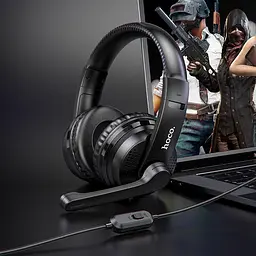 Ігрові накладні навушники Hoco W103 Magic, 3.5mm, 1.2m, Чорний - мініатюра 8