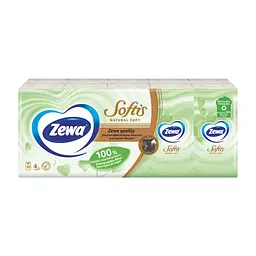 Серветки косметичні Zewa Softis Natural Soft 10 x 9 шт. (7322541351872) - мініатюра 2