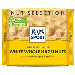 Шоколад білий Ritter Sport з цілим лісовим горіхом 100 г