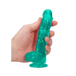 Фалоімітатор Realrock Dildo бірюзовий з мошонкою - мініатюра 6
