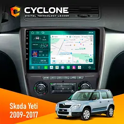 Штатна магнітола Skoda Yeti 2009-2017 Cyclone C10-013 4x64 DSP 4G Cyclone (НФ-00006372)