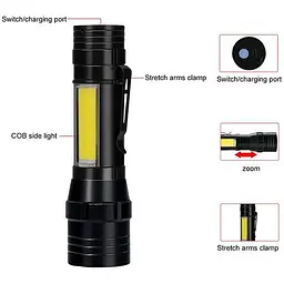 Акумуляторний ліхтар X-Balog BL-T6-19S XPE+COB Zoom світлодіодний ручний - мініатюра 2