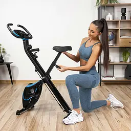 Велотренажер Gymtek FX600 магнітний складний з еспандерами синій - мініатюра 6