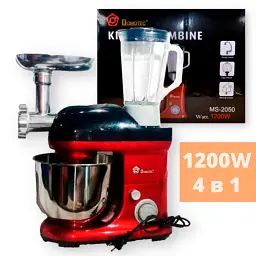 Кухонний комбайн багатофункціональний 4 в 1 Domotec MS-2050, 1200W червоний (5686_4052) - мініатюра 5
