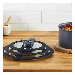 Кришка для посуду Tefal Ingenio, набір 3 шт, скло, пластик, чорний (L9849053) - мініатюра 3