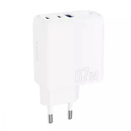Зарядний пристрій Proove Shot GaN 67 W (2Type-C + USB) біле