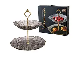 Цукерниця SNT двоярусна "Агат" золотий кант 30088-2