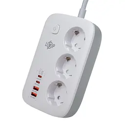 Мережевий фільтр-подовжувач LogicPower LPF-65W-G4, 3x220 В-3520 Вт, 2xUSB-60 Вт, 2xType-C 65 Вт QC/PD - мініатюра 2