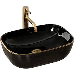 Умивальник Rea Belinda black gold edge накладний REA-U8796, Чорний