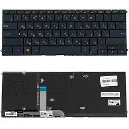 Клавіатура для ноутбука ASUS (UX490 series) rus синій без фрейма підсвічування клавіш