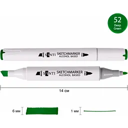 Набір спиртових маркерів Santi Professional SA-52 глибокий зелений 6 шт. (390871)  - мініатюра 2