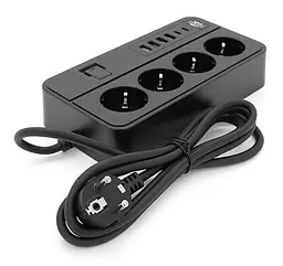 Мережевий фільтр-подовжувач Voltronic G-13, 3000 Вт, 4 розетки + 4 USB 3,2 А + 2 Type-C, 2 м, чорний - мініатюра 4