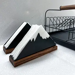 Серветниця металева Nice & Cozy Everest M для серветок 12х12 см з дерев'яною основою чорна - мініатюра 2