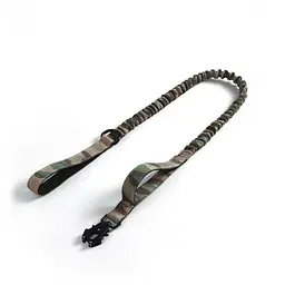 Повідець для собак Harness 114-150см, з металевим тактичним карабіном, банджі-повідець з двома ручками Камуфляж