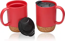 Керамічний кавовий кухоль OldBro REd 400 мл з ізольованим корковим дном і кришкою - мініатюра 2