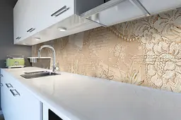 Кухонний фартух Мереживо вінілова наклейка ПВХ перли вантажу абстракція Бежевий 60х200 см Happy Pocket Z180869 - мініатюра 6