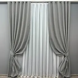 Комплект штор VR-Textil льон блекаут 2 шт 150x270 см сірий (1822ш) - мініатюра 2