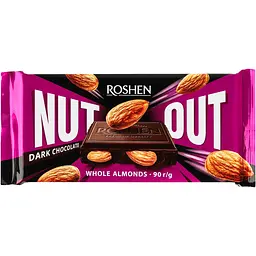 Шоколад чорний Roshen Nut Out Whole Almonds 90 г (948157)