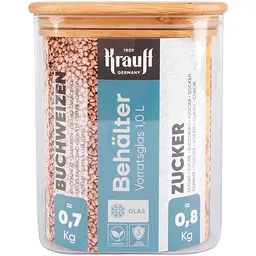 Банка для сипучих продуктів Krauff скляна з бамбуковою кришкою 1 л (29-199-024) - мініатюра 6