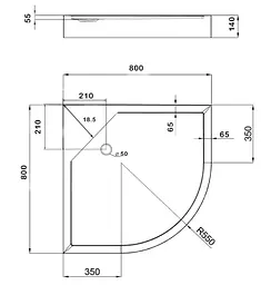 Душовий піддон Lidz Kapielka ST80x80x14, напівкруглий LKAST808014 - мініатюра 4