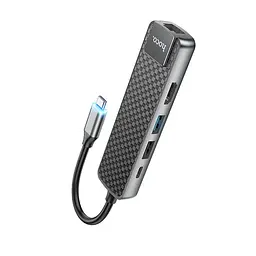 Розгалужувач хаб - мультиадаптер Hoco HB23 Easy view - Type-C to 4K HDMI LAN 60W - мініатюра 4