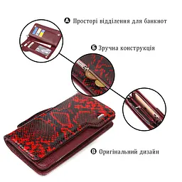 Стильне портмоне клатч з натуральної шкіри з тисненням під змію Canpellini 21538 різнокольорове - мініатюра 4